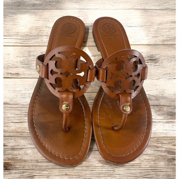 Tory Burch Shoes - Tory Burch Miller Leather Thong Sandals Brown Flat Flip Flops Women's Size 7.5 M